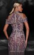 MNM Couture K4103 Mandarin Collar Cold Shoulder Embellished Dress