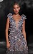 MNM Couture K4106 Floral Appliques Plunging Neck Dress