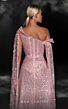 MNM Couture K4107 Floor-Length Sleeves Asymmetric Neckline Dress