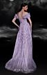 MNM Couture K4120 Long Overskirt High Slit Sheer Lace Dress
