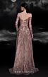 MNM Couture K4121 Long Overskirt Off The Shoulder Embellished Dress
