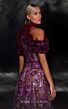 MNM Couture K4122 Ruffle Neckline Cold Shoulder Embroidered Dress