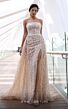 MNM Couture K4126 Long Overskirt High Slit Floral Dress