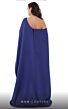 MNM Couture V6265 Cape Train Asymmetrical Neck Floral Dress