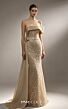 MNM Couture M1313 Off The Shoulder Beige Side Tail Dress