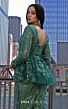 MNM Couture M1140 Illusion Neck Beaded Ruffle Peplum Dress