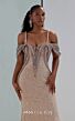 MNM Couture M0023 Cold-Shoulder Beaded Champagne Dress