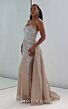 MNM Couture M1189 Scoop Neck Beaded Overskirt Silver Dress