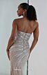 MNM Couture M1189 Scoop Neck Beaded Overskirt Silver Dress