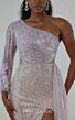 MNM Couture M1310 Asymmetric Long Sleeve Slim-Flare Dress