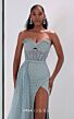 MNM Couture M1311 Side Slit Overskirt Beaded Blue Dress