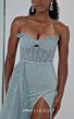 MNM Couture M1311 Side Slit Overskirt Beaded Blue Dress