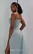 MNM Couture M1311 Side Slit Overskirt Beaded Blue Dress