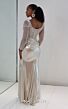 MNM Couture M1312 Draped Skirt Sweetheart Neck Gold Dress