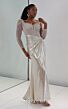 MNM Couture M1312 Draped Skirt Sweetheart Neck Gold Dress