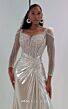 MNM Couture M1312 Draped Skirt Sweetheart Neck Gold Dress