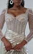 MNM Couture M1312 Draped Skirt Sweetheart Neck Gold Dress
