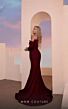 MNM Couture N0230B Off The Shoulder Long Sleeve Glitter Dress