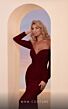MNM Couture N0230B Off The Shoulder Long Sleeve Glitter Dress