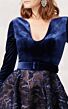 MNM Couture N0263 Velvet Top Long Sleeve Embroidered Skirt Dress