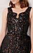 MNM Couture N0272 Sequin Overskirt Notched Neck Scalloped Slit Dress