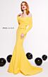 MNM Couture N0324 Buckle Belt Off The Shoulder Long Sleeve Dress