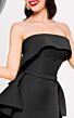 MNM Couture N0325 Back Peplum Collared Strapless Dress