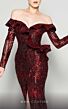 MNM Couture N0363 Ruffle Top Center Slit Glitter Dress