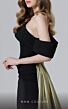 MNM Couture N0466 Side Skirt Asymmetrical Neckline Dress