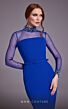 MNM Couture N0530 Illusion Sleeves High Neck Back Slit Dress