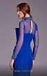MNM Couture N0530 Illusion Sleeves High Neck Back Slit Dress