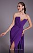 MNM Couture N0532 Panel Train Pleated Faux Wrap Dress