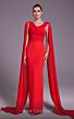 MNM Couture N0534 Double Cape Ruched Top Back Slit Dress