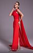 MNM Couture N0534 Double Cape Ruched Top Back Slit Dress