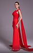 MNM Couture N0534 Double Cape Ruched Top Back Slit Dress