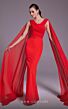 MNM Couture N0534 Double Cape Ruched Top Back Slit Dress