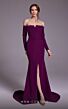 MNM Couture N0541 High Slit Off The Shoulder Faux Wrap Dress