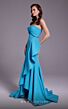 MNM Couture N0546 One Sleeve Belted Waist High Low Dress