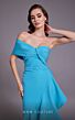 MNM Couture N0546 One Sleeve Belted Waist High Low Dress