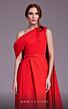 MNM Couture N0551 Long Overskirt Asymmetrical Neckline Dress