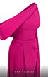MNM Couture N0551 Long Overskirt Asymmetrical Neckline Dress