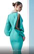 MNM Couture N0605 Split Sleeves Belted Waist V-Neck Dress