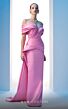 MNM Couture N0607 Panel Train Draped Top Satin Dress