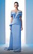 MNM Couture N0607 Panel Train Draped Top Satin Dress