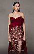 MNM Couture N0625 Watteau Train Embroidered Skirt Strapless Dress
