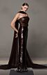 MNM Couture N0629 Leather Top Sequin Skirt Strapless Dress