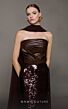 MNM Couture N0629 Leather Top Sequin Skirt Strapless Dress