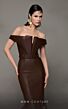 MNM Couture N0630 Buckle Belt Off The Shoulder Leather Dress