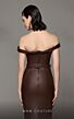 MNM Couture N0630 Buckle Belt Off The Shoulder Leather Dress