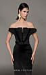 MNM Couture N0630A Pleated Top Off The Shoulder Velvet Dress
